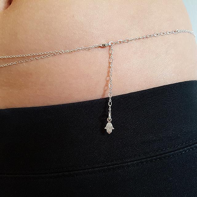 Double Belly Chain - Lucky Me Hamsa | PataPataJewelry