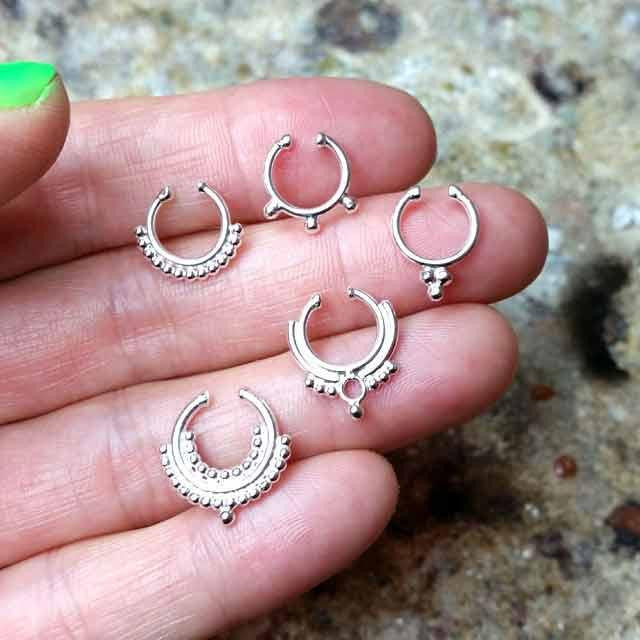 Amazon.com: Set of 2 Tiny Fake Nose Rings, No Piercing Needed, Faux Nose  Ring, Clip on Nose Cuff, Fake Nose Stud, Faux Nose Hoop Piercing : Handmade  Products