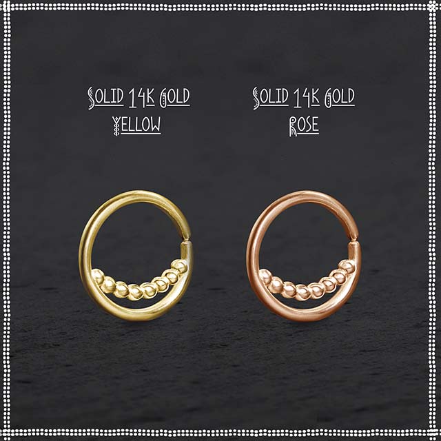 14K Solid Rose Gold Nose Ring - 20G 5/16