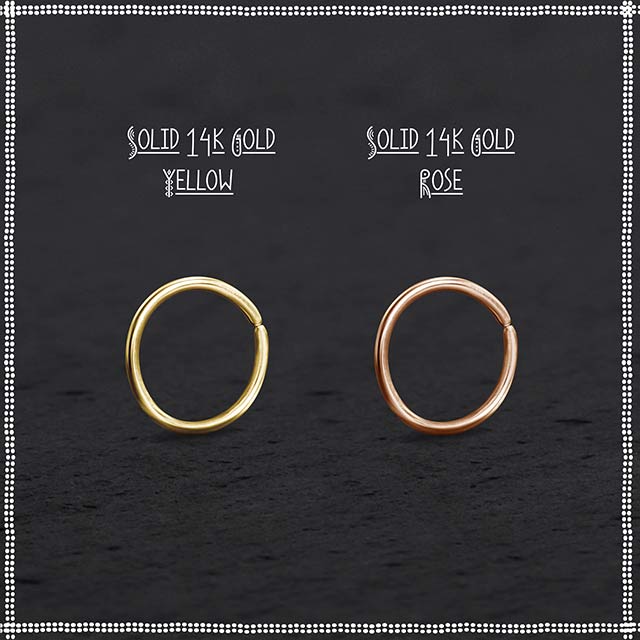 14k Rose Gold Tiny Septum Ring | Dainty Hoop | PataPataJewelry