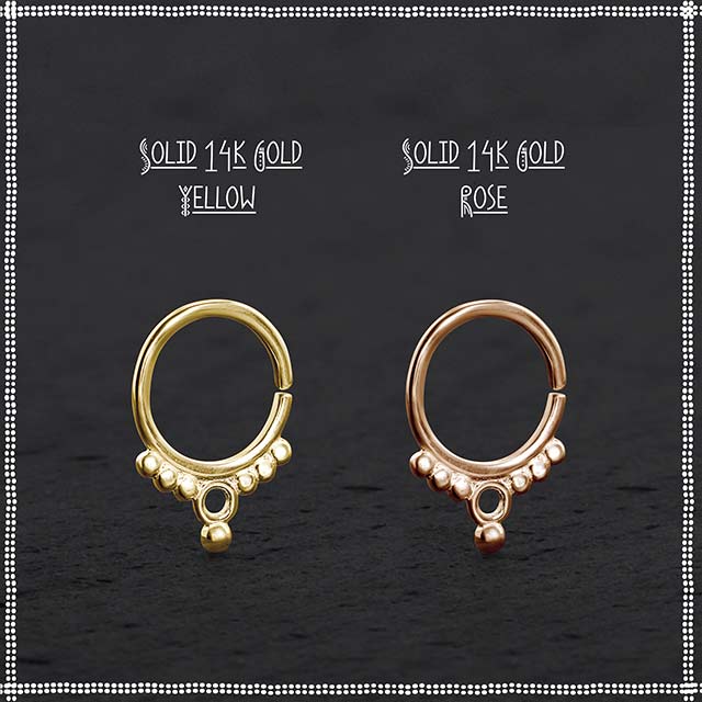 14 kt. rose gold nose ring with bar