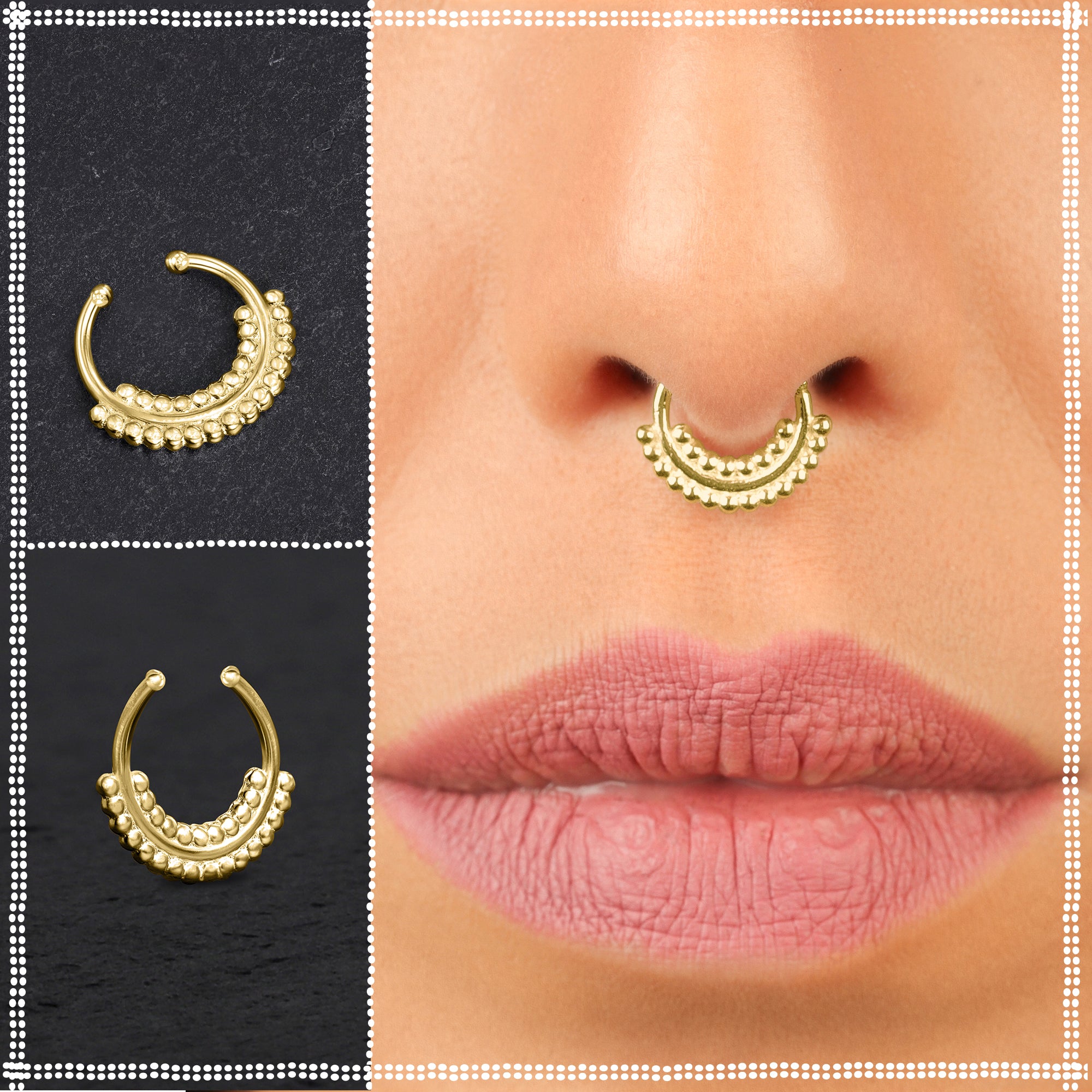 Elena 14 CT Gold Septum Daith Piercing, Natural Diamond, Women Nose Ring  earring | eBay