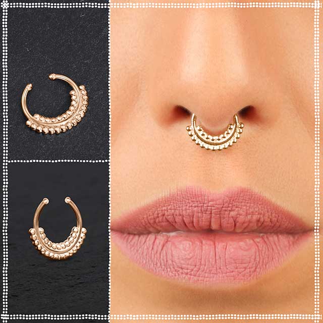 N19511 Nose Ring Designs Multi Colour Stones Online Screw Lock Non Pierced  | JewelSmart.in