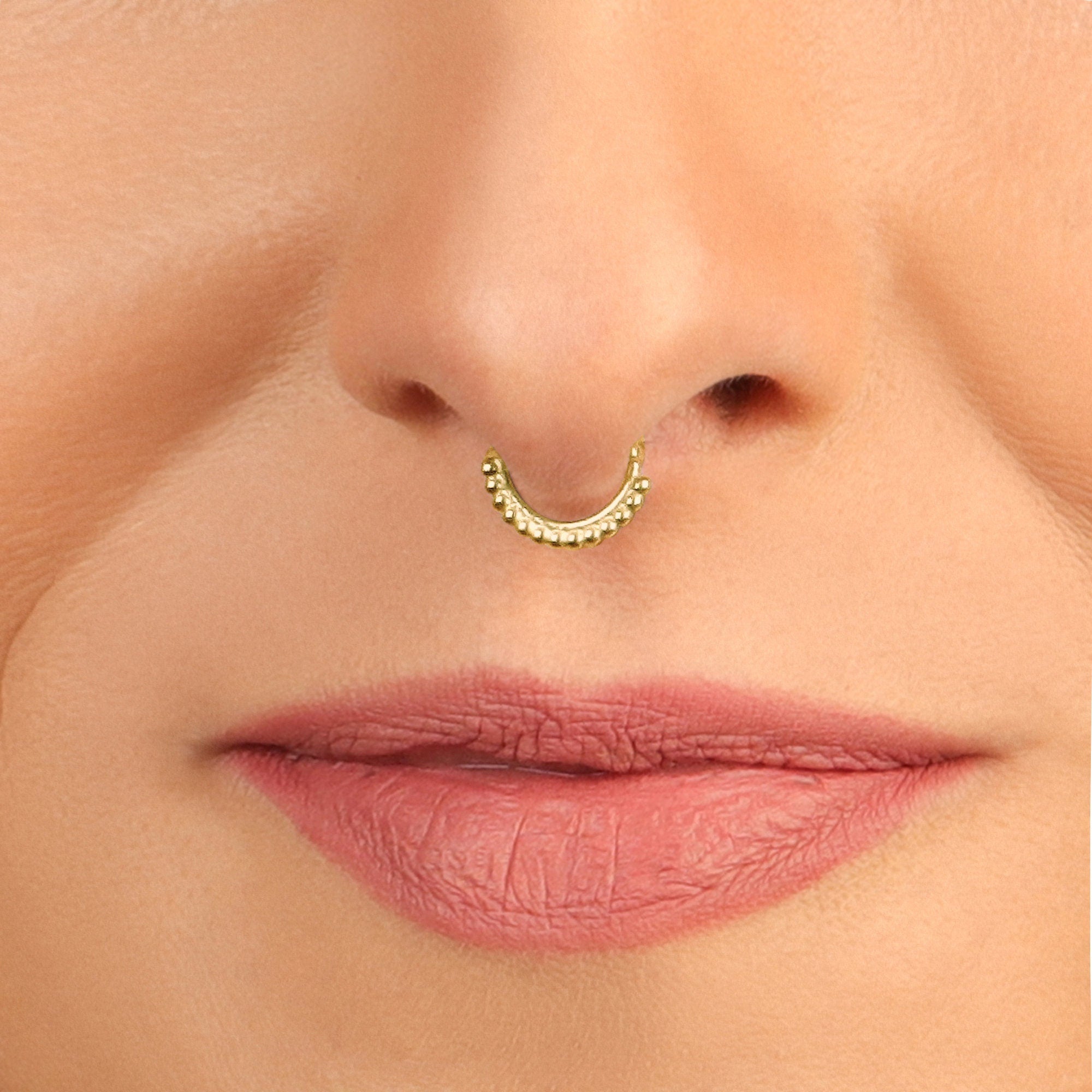FAKE Septum Ring 14K Yellow/rose Gold Filled or Sterling Silver Faux Septum  Ring Fake Piercings Fake Nose Piercing - Etsy Finland