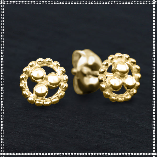 14k Gold Small Stud Earrings | Celestial | PataPataJewelry