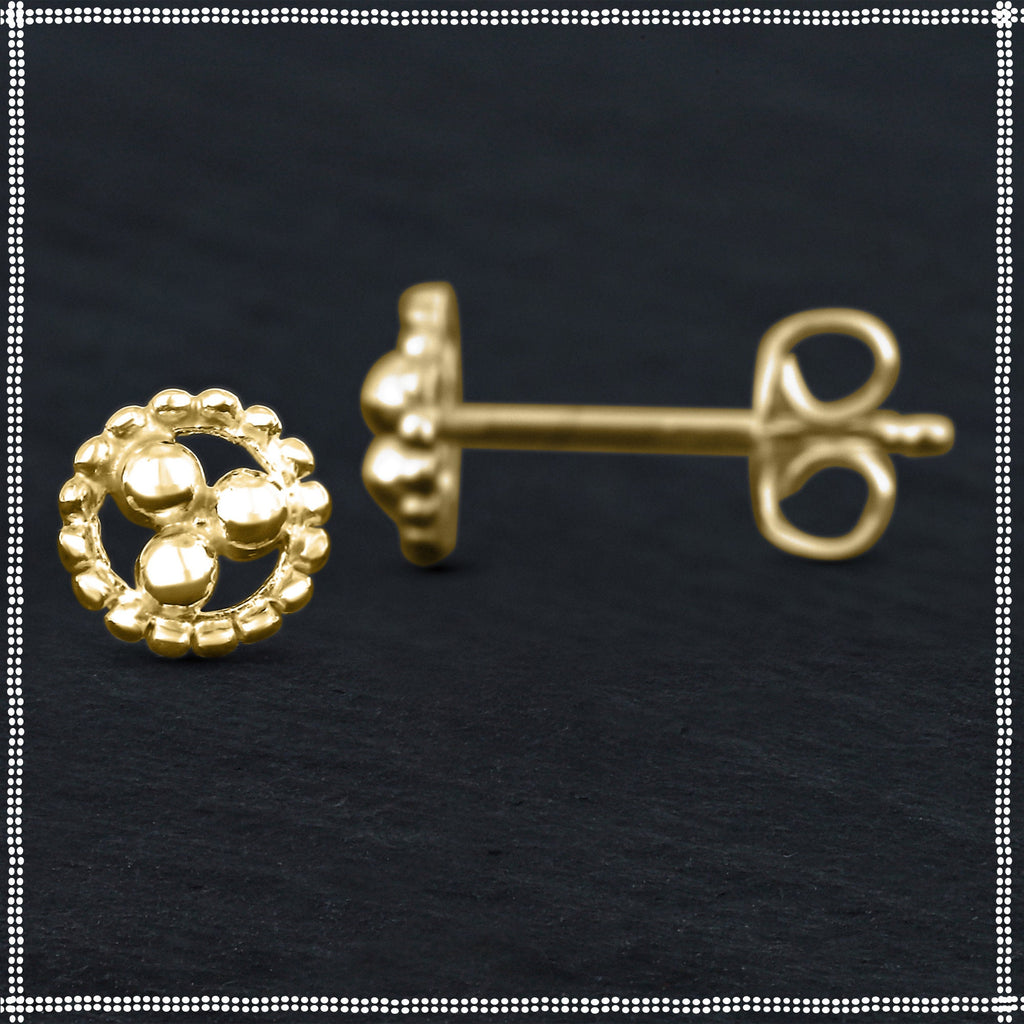 14k Gold Small Stud Earrings | Celestial | PataPataJewelry