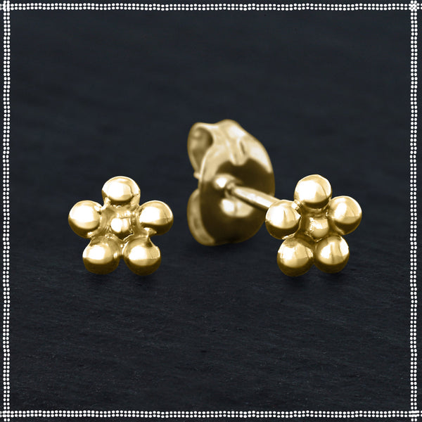 14k Gold Dainty Stud Earrings | Hippie Heart | PataPataJewelry